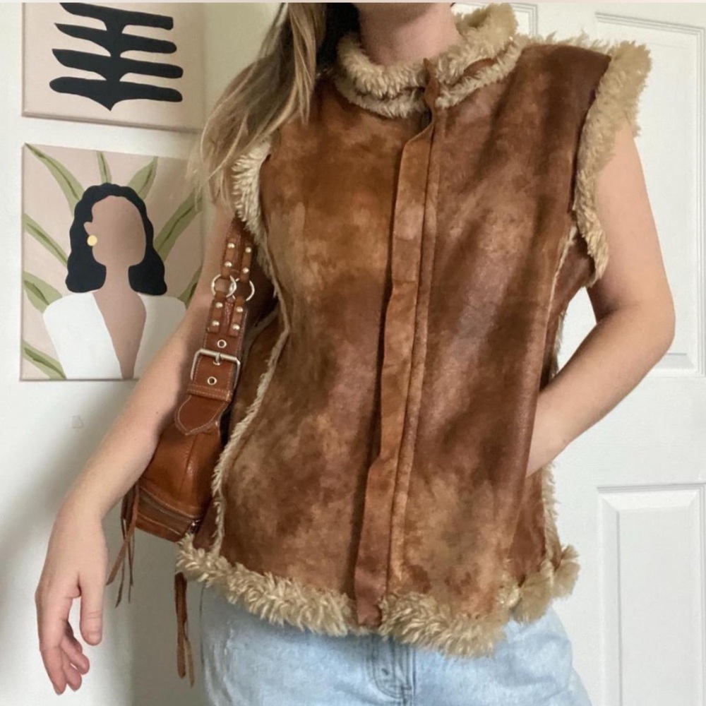 Women's Brown Shearling Style Vest